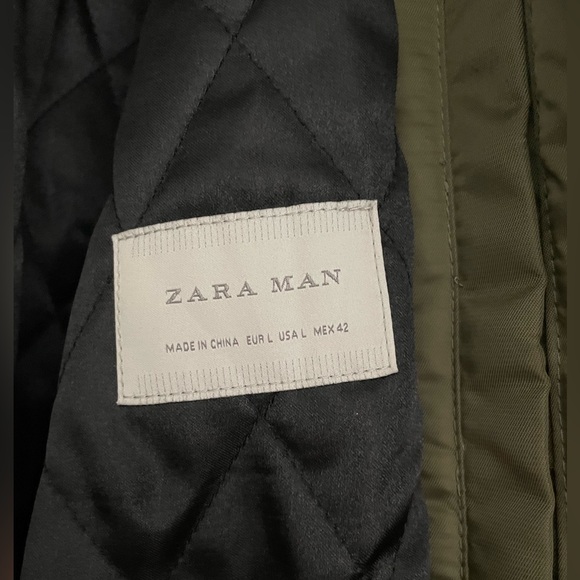 Mens Zara green bomber jacket “not in the mood” - Picture 3 of 8